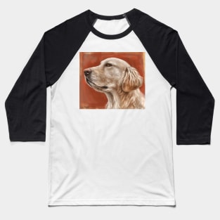 Painting of a Gorgeous Golden Retriever Looking Up on Orange Background Baseball T-Shirt